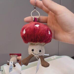 Jellycat Amusaebles Mushroom Bag Charm Keychain Plush Rare Retired NWT and Bag